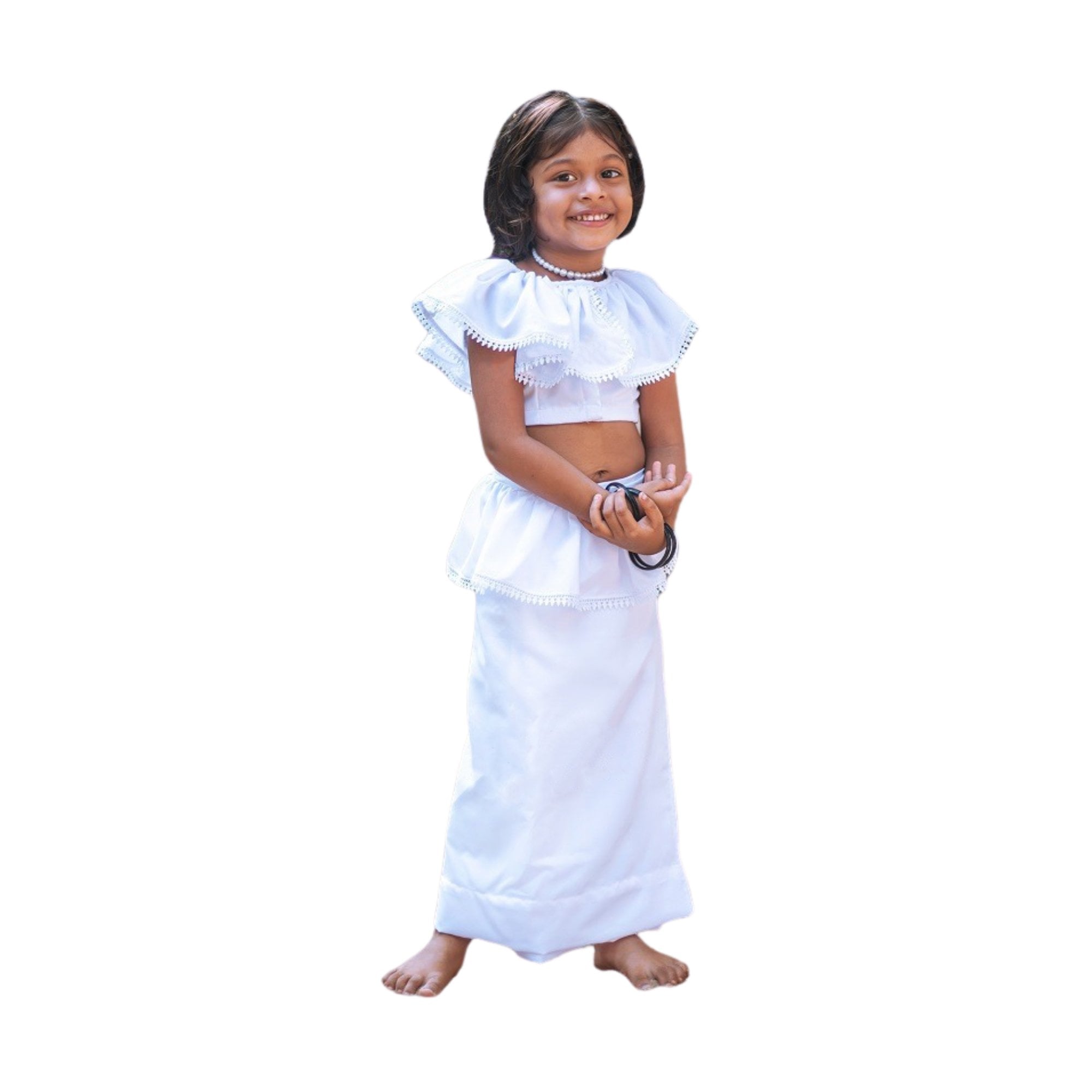 Lakpura® Kids White Lamasaree (Half Saree)