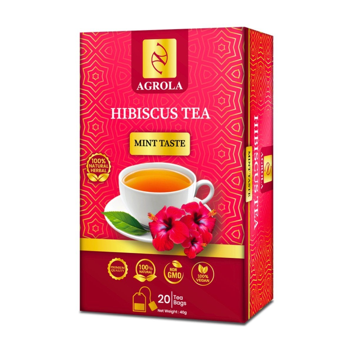 Agrola Ceylon Hibiscus Spearmint Tea (40g) 20 Tea Bags