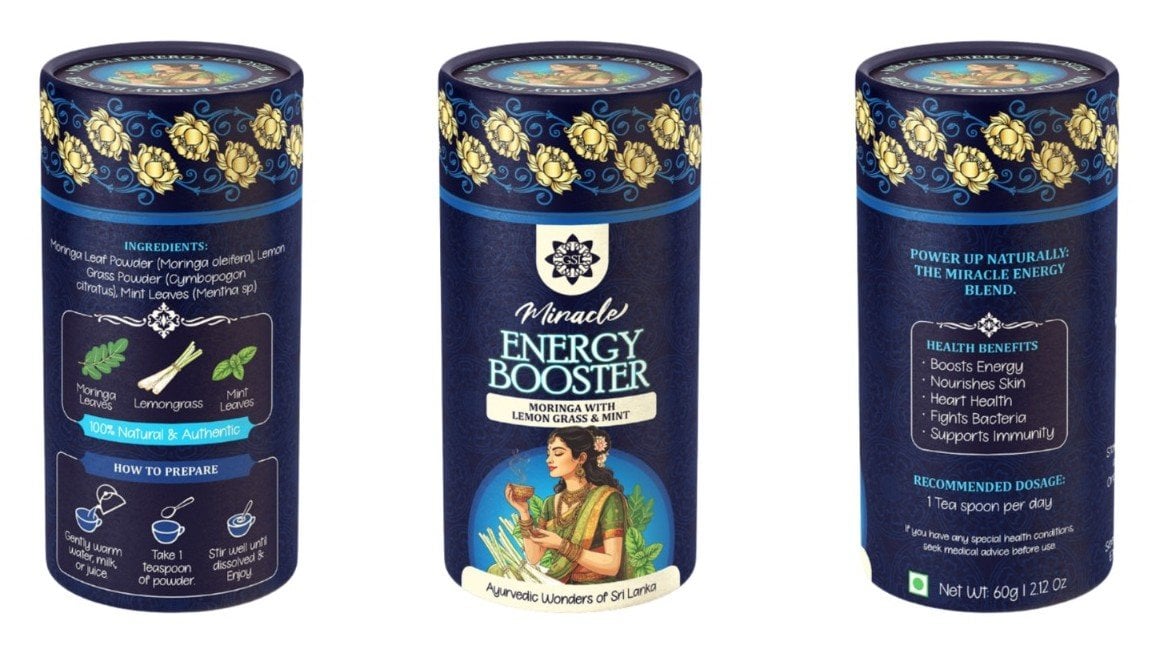 Grand Spices Lanka Miracle Energy Booster Moringa with Lemongrass & Mint (60g)