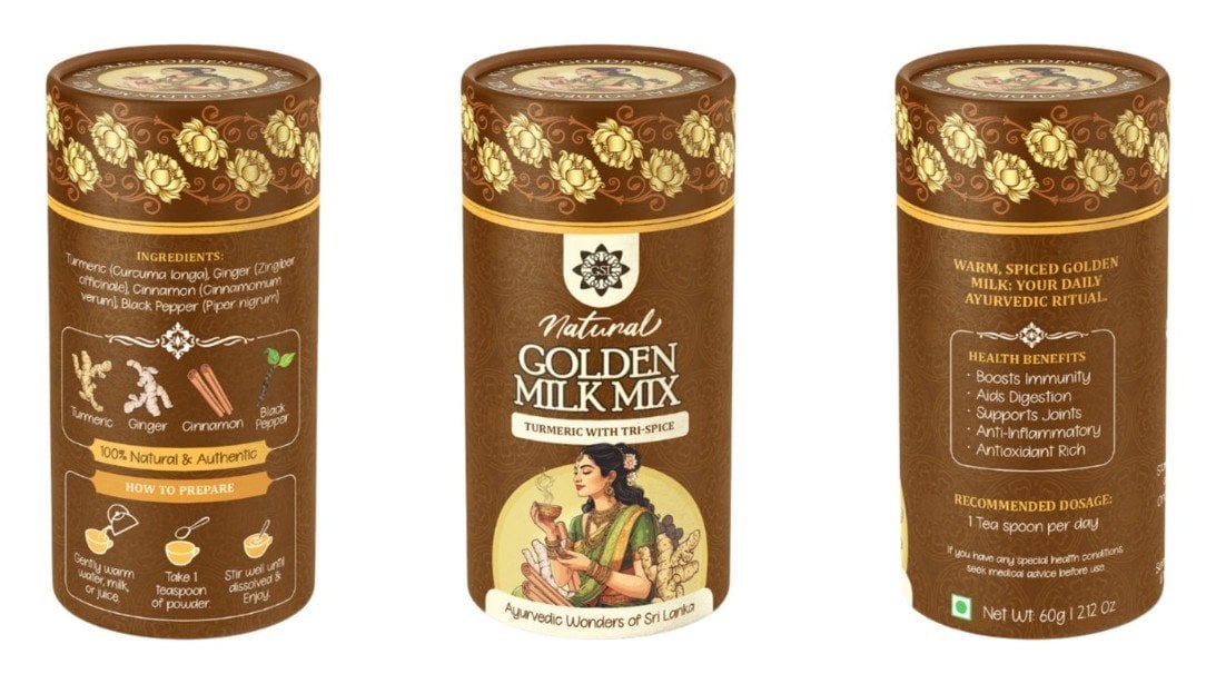 Grand Spices Lanka Natural Golden Milk Mix Turmeric with Tri-Spice (60g)