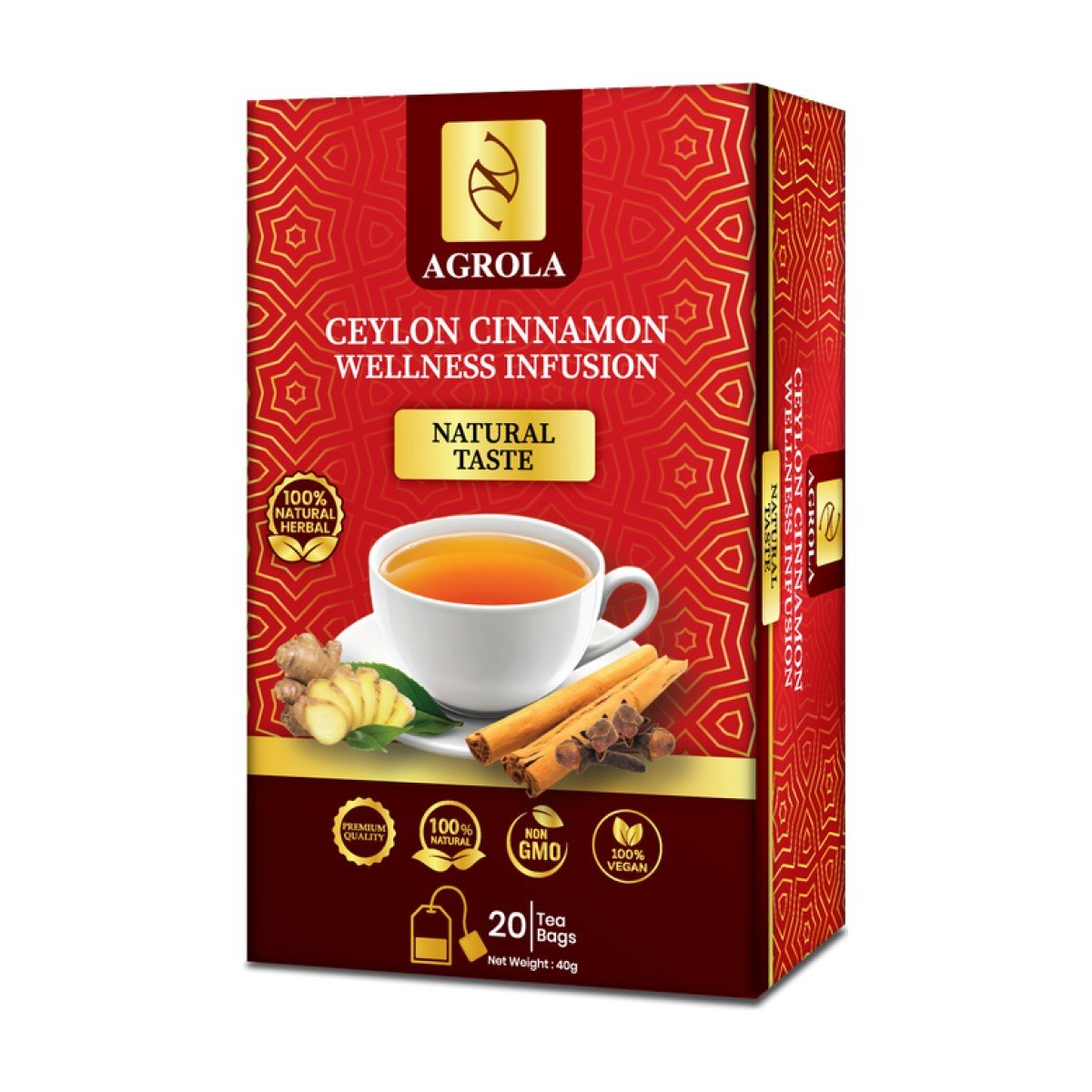 Agrola Ceylon Cinnamon Natural Taste Tea (40g) 20 Tea Bags