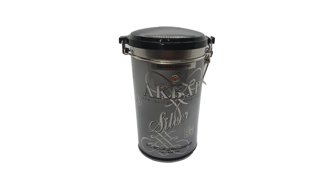Akbar Premium Quality Silver  Leaf Tea Caddy