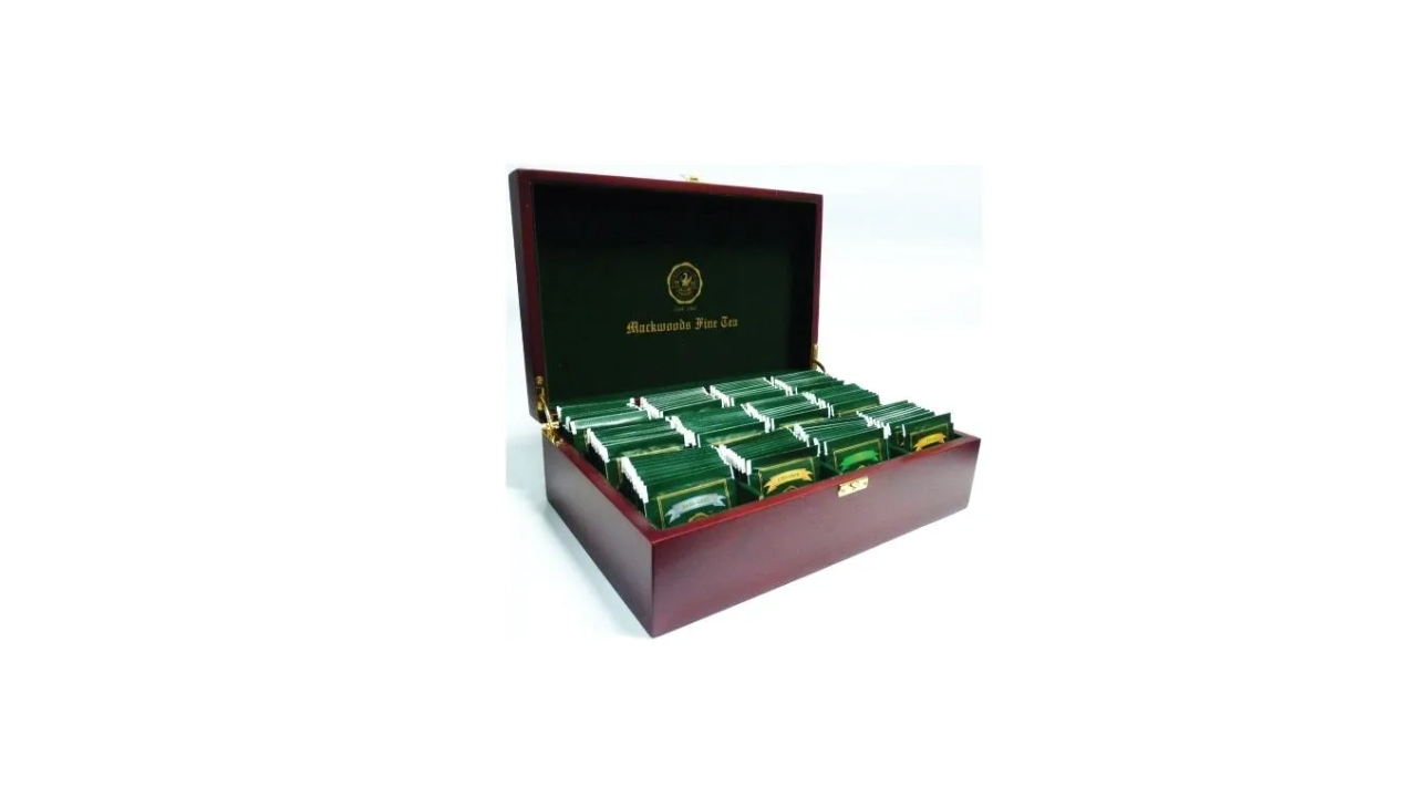 Mackwoods 120 Unblended Black Tea Bags in a 12 Compartment Tea Tray
