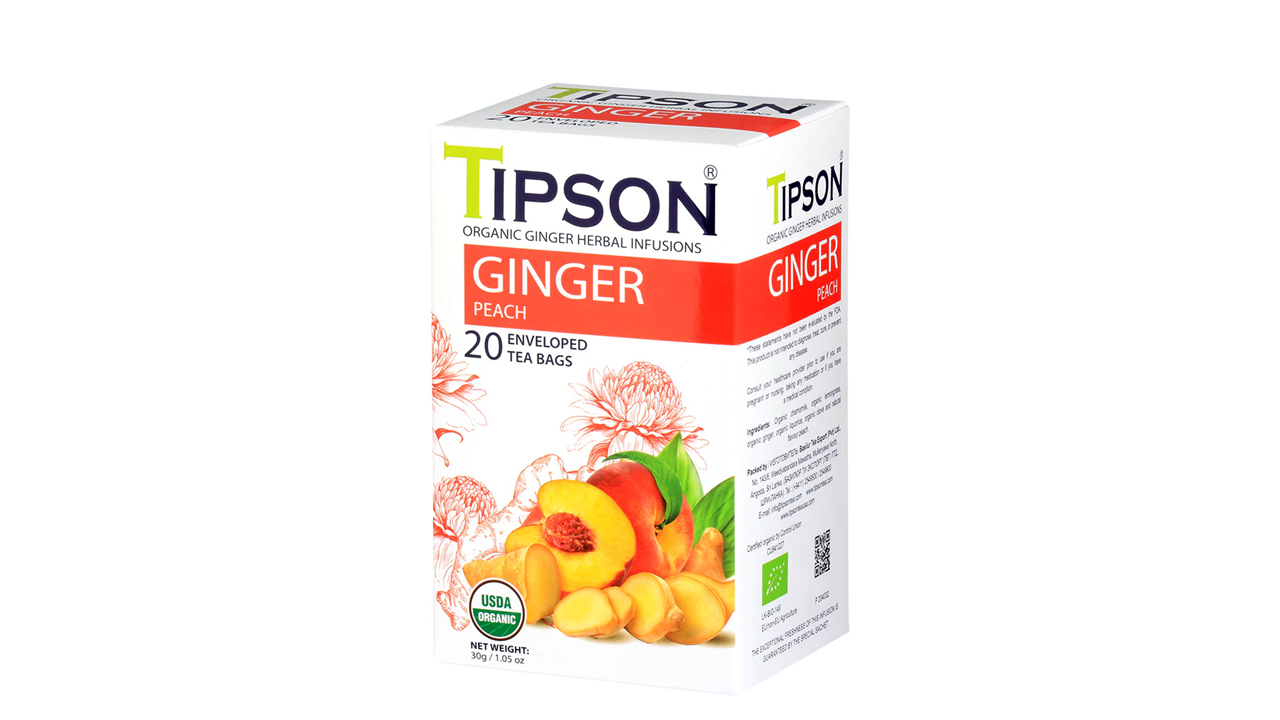 Tipson Organic Ginger Peach Tea (30g) 20 Enveloped Tea Bags