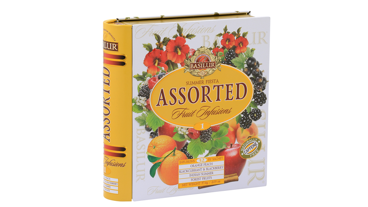 Basilur Tea Book "Fruit Infusions - Summer Fiesta" (57.6g) 32 Tea Bags Caddy