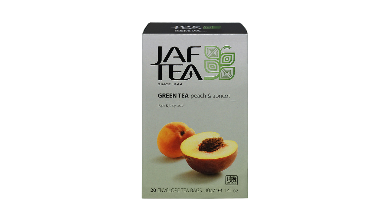 Jaf Tea Peach And Apricot Green Tea  (40g) 20 Foil Envelope Tea Bags