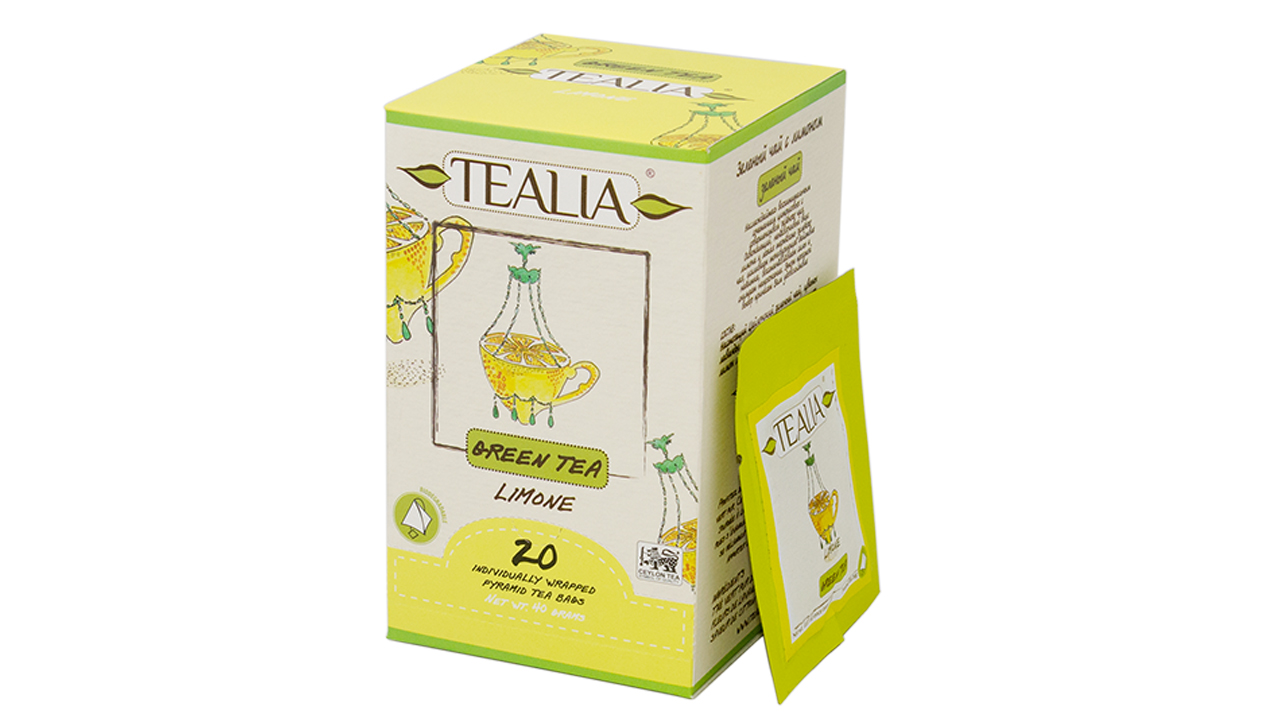 Tealia Limone - 20 Pyramid Envelope Sachets (40g)