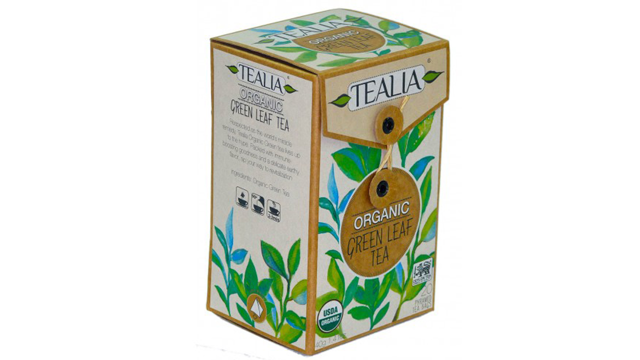 Tealia Organic Green Leaf Tea (40g) 20 Pyramid Tea Bags