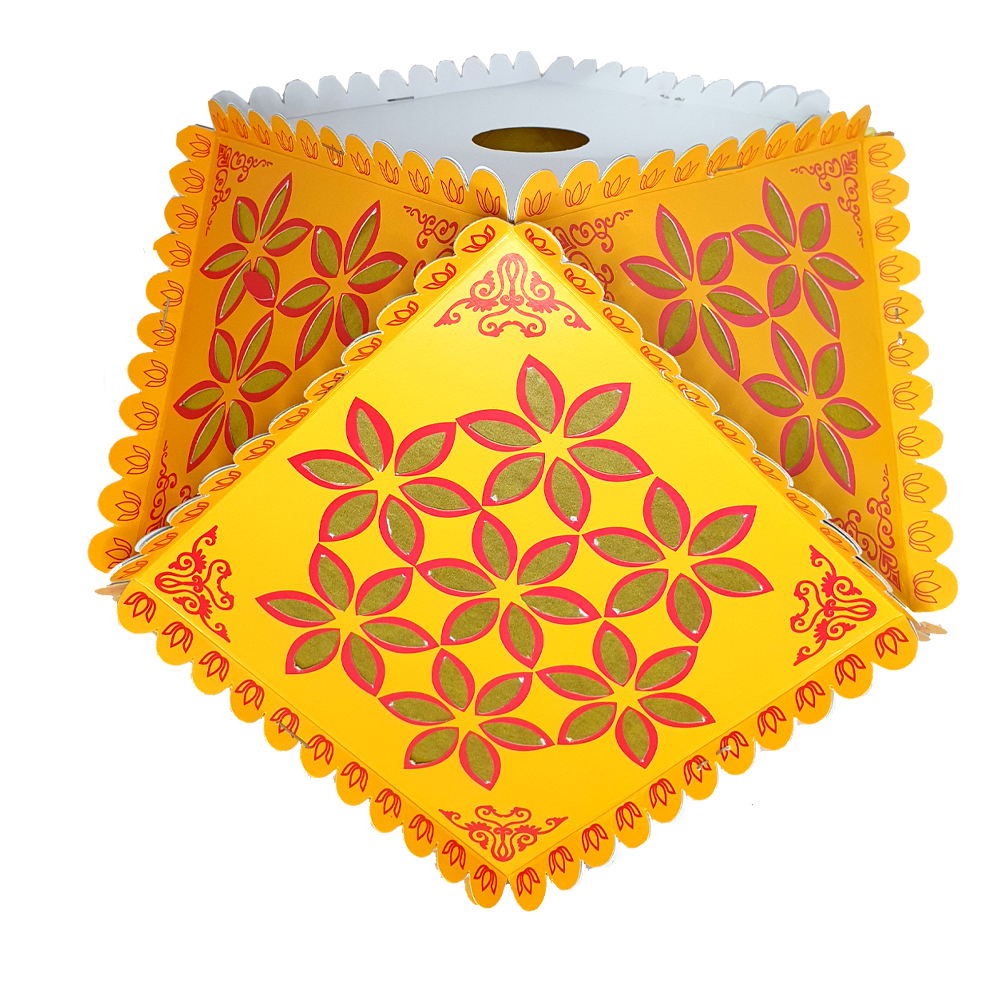 Lakpura Cardboard Vesak Lanterns (Atapattam Koodu) 3Pcs Pack