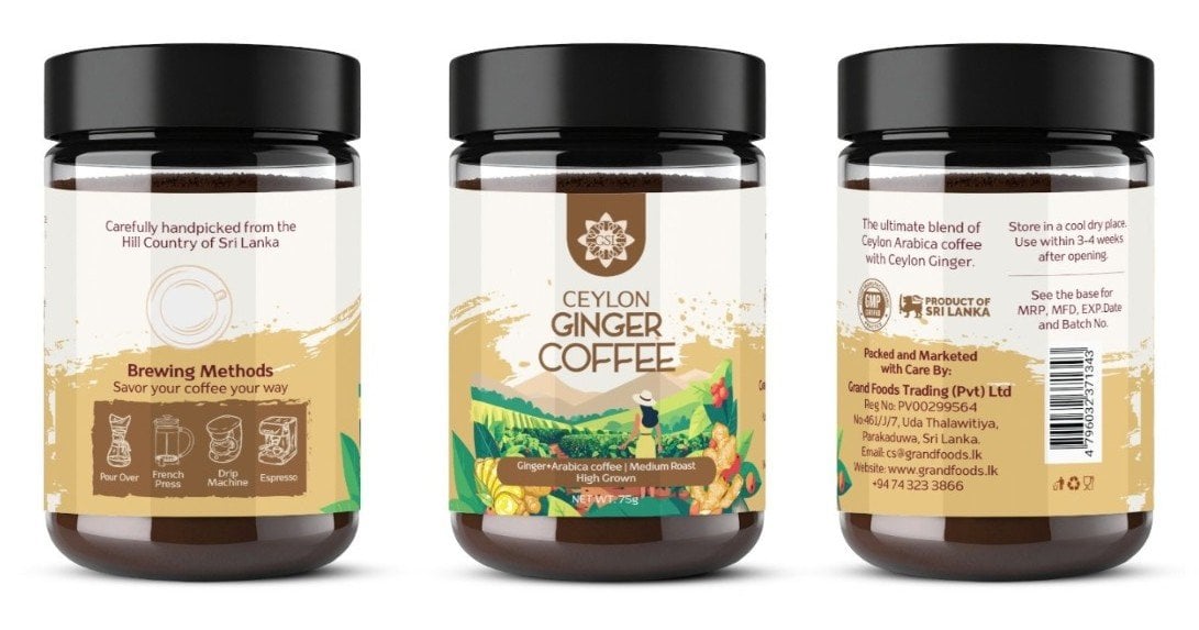 Grand Spices Lanka Ceylon Ginger Coffee (75g) Jar