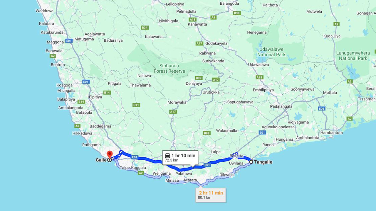 Galle City to Tangalle City Private Transfer