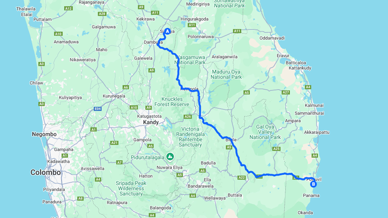 Sigiriya City to Arugam Bay City Private Transfer