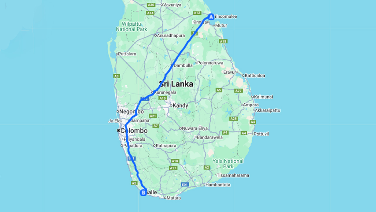 Trincomalee City to Galle City Private Transfer