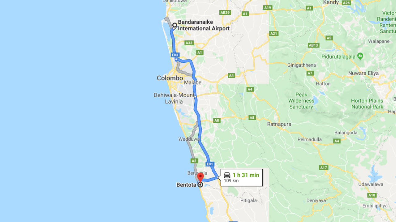 Transfer between Colombo (CMB) Airport and Cinnamon Bentota Beach, Bentota