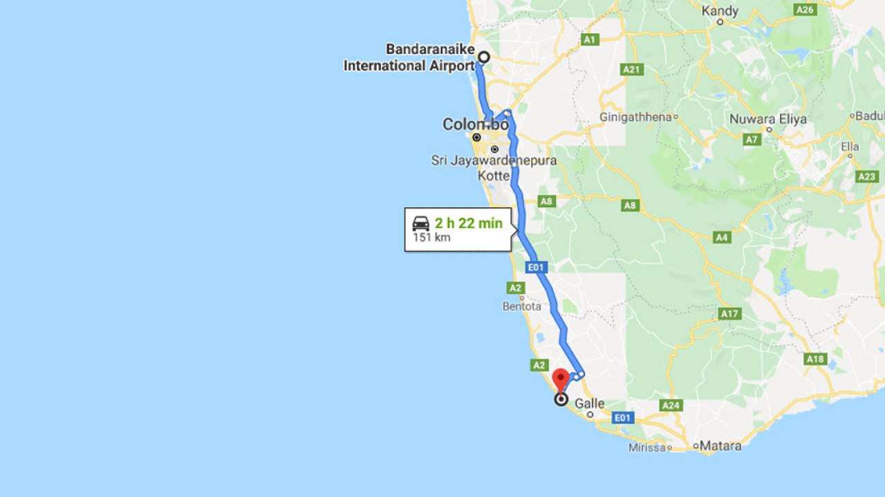 Transfer between Colombo Airport (CMB) and House of Lotus, Dodanduwa City