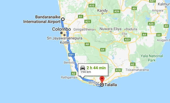 Transfer between Colombo Airport (CMB) and Surya Lanka Ayurveda Beach Resort, Talalla City