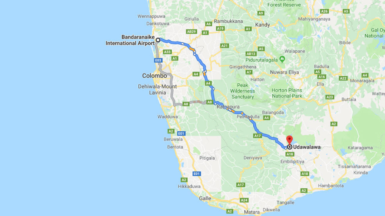 Transfer between Colombo Airport (CMB) and Mahoora - Udawalawe, Udawalawe City