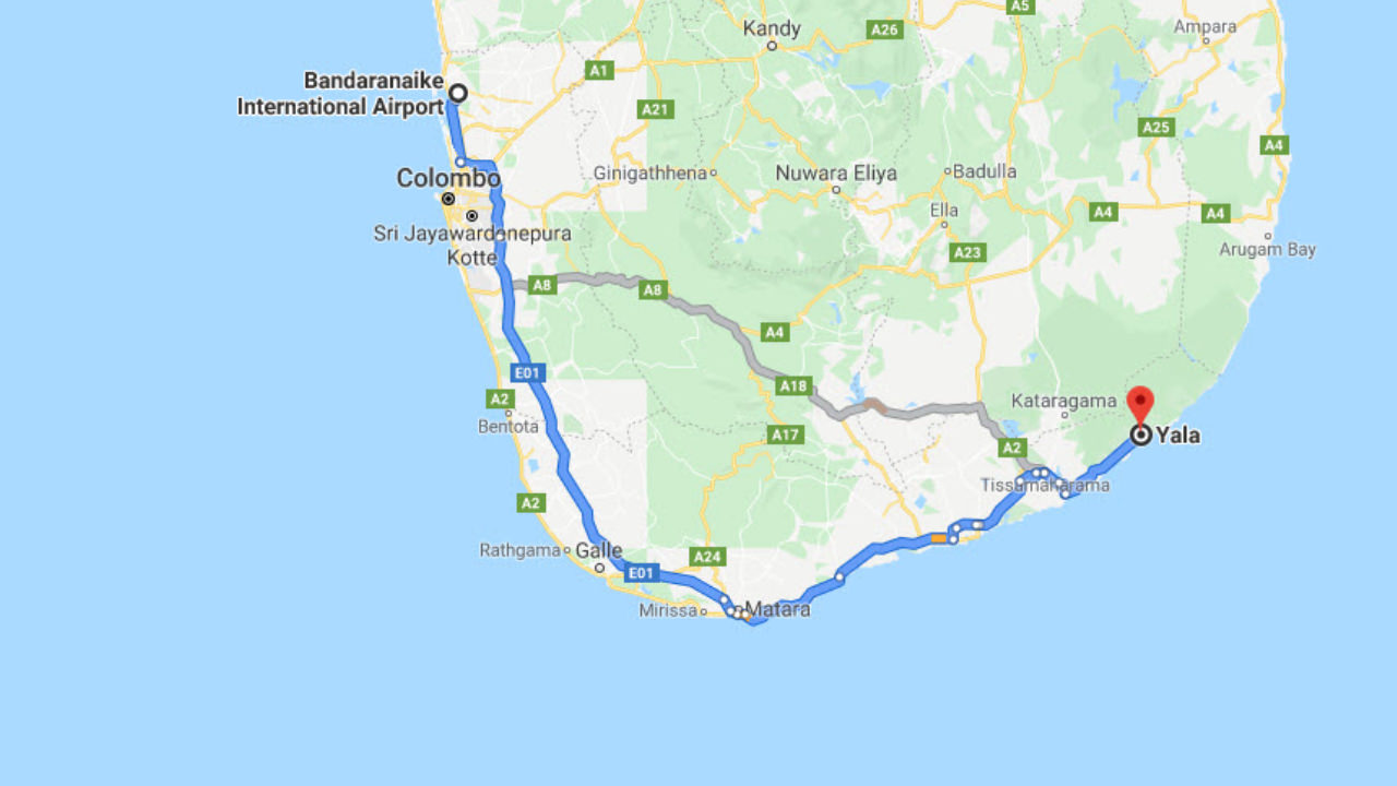 Transfer between Colombo Airport (CMB) and Cinnamon Wild, Yala City