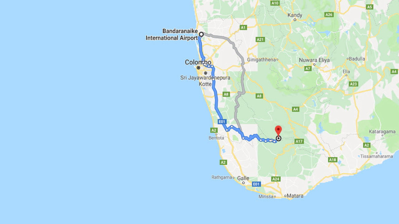 Transfer between Colombo Airport (CMB) and Rainforest Ecolodge, Sinharaja City