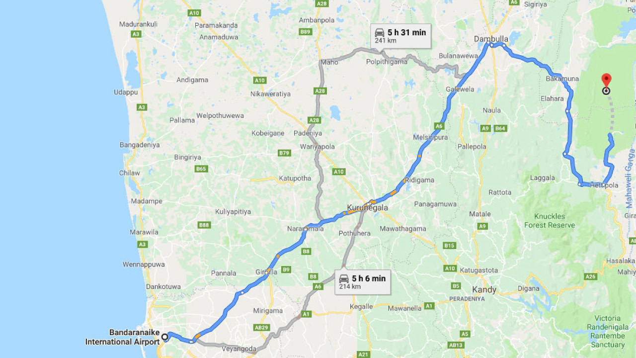 Transfer between Colombo Airport (CMB) and Wasgamuwa Safari Village Hotel, Wasgamuwa City