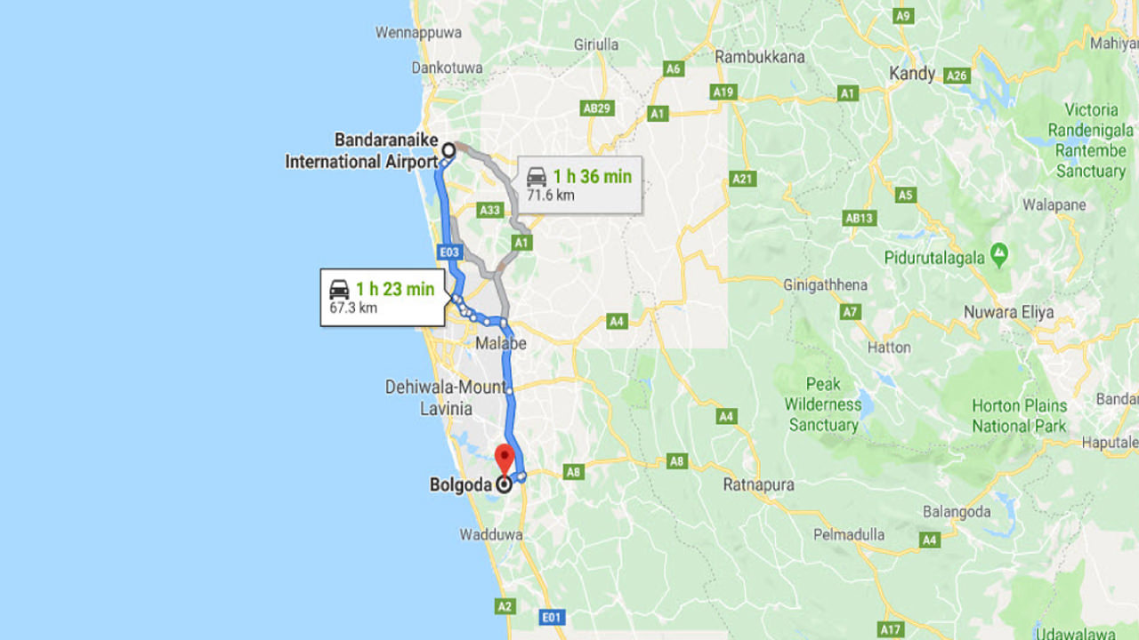 Transfer between Colombo (CMB) Airport and Citrus Aqua, Bolgoda City