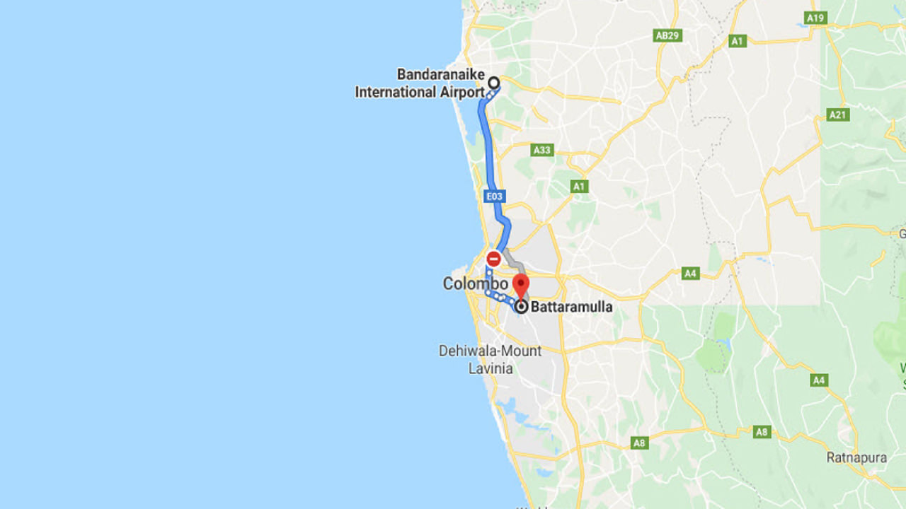 Transfer between Colombo Airport (CMB) and Alankara Villa, Battaramulla City
