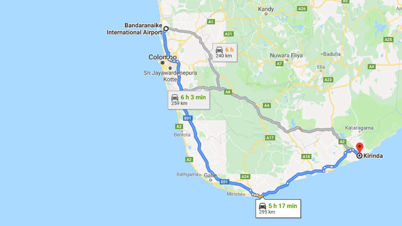 Transfer between Colombo Airport (CMB) and Yala Villa, Kirinda City