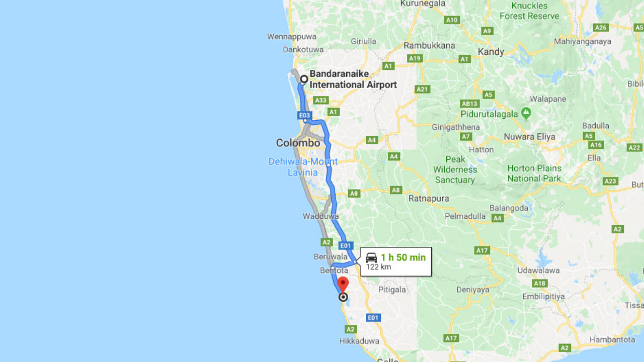 Transfer between Colombo Airport (CMB) and Riu Sri Lanka All Inclusive, Ahungalla City