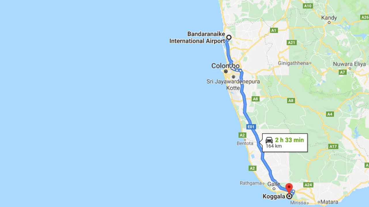 Transfer between Colombo Airport (CMB) and Joe's Bungalows koggala, Koggala City