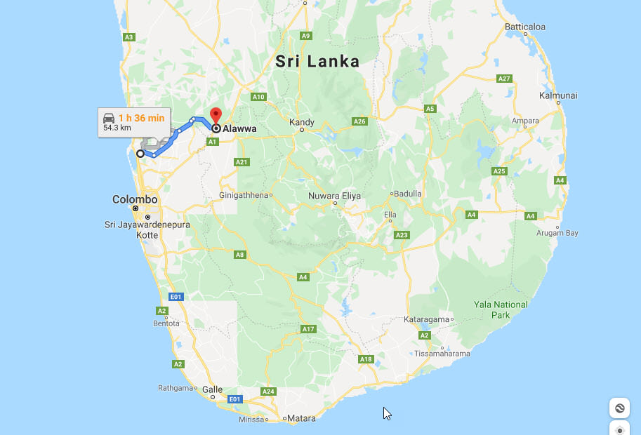 Transfer between Colombo Airport (CMB) and Grindlays Regency, Alawwa City