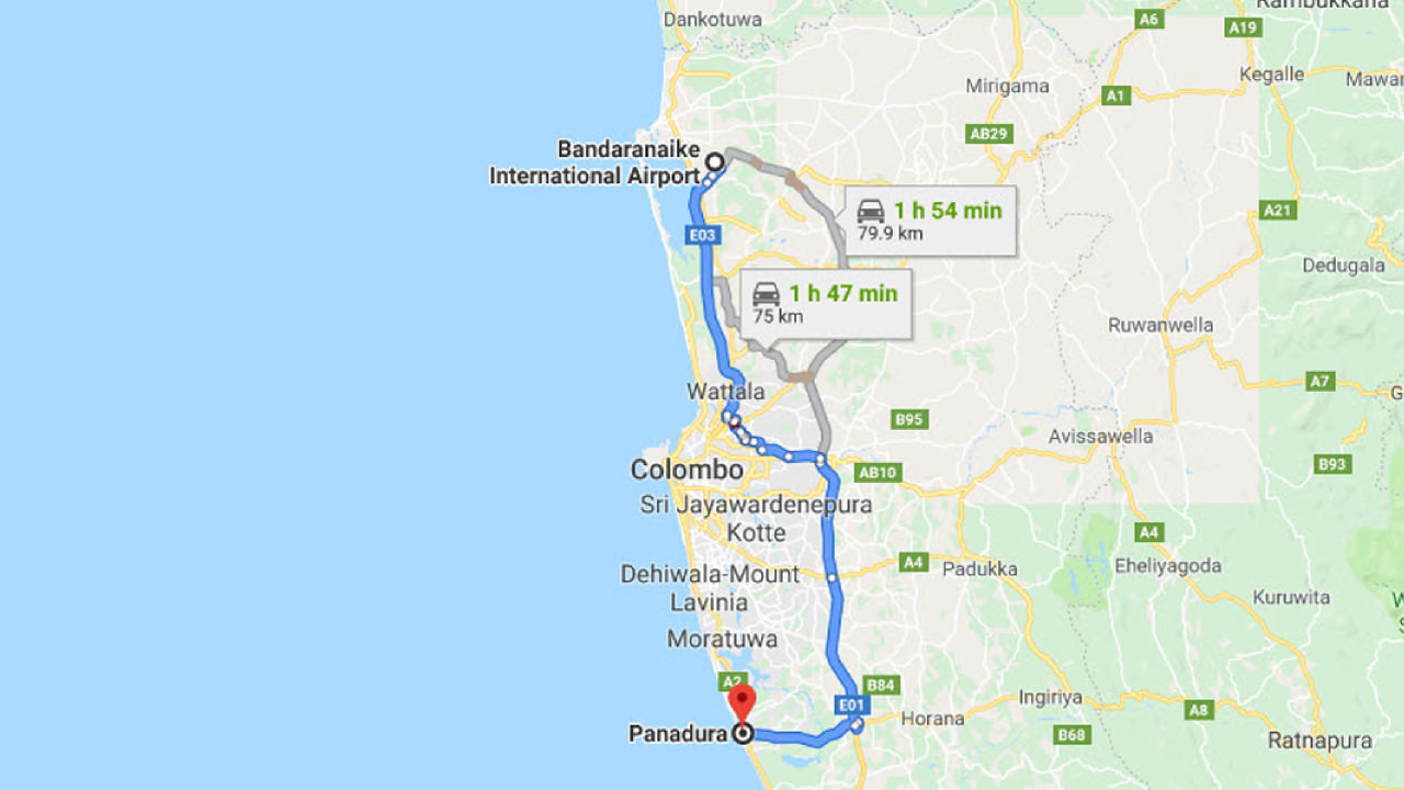 Transfer between Colombo (CMB) Airport and Jie Jie Beach by Jetwing, Panadura City