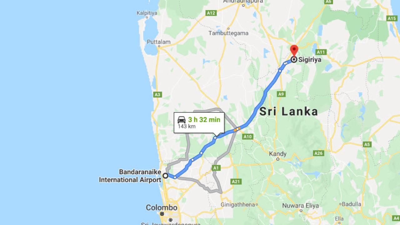 Transfer between Colombo Airport (CMB) and Amelia Resort, Sigiriya City