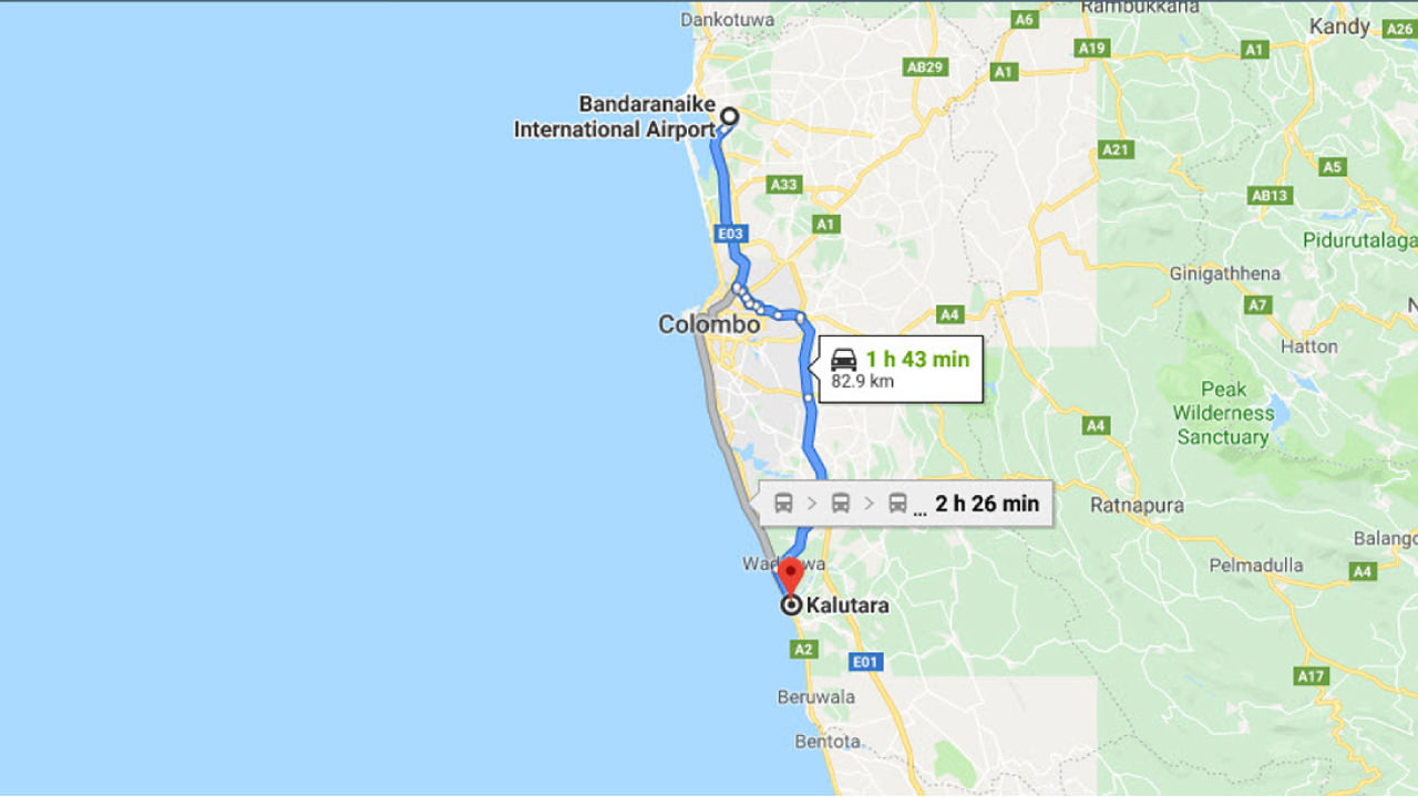 Transfer between Colombo Airport (CMB) and Green Shadows Beach Hotel, Kalutara City