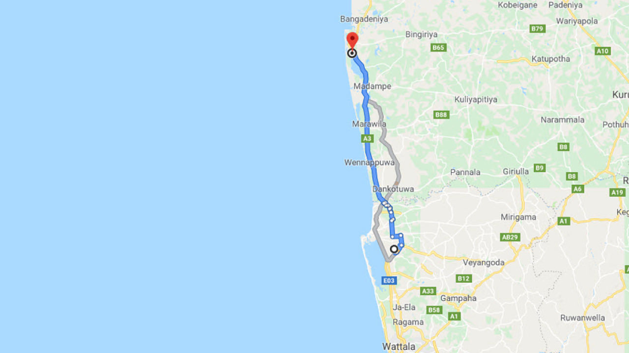 Transfer between Colombo Airport (CMB) and Chilaw Far Inn Village, Chilaw City
