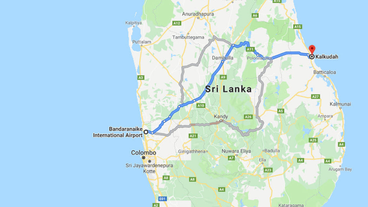 Transfer between Colombo Airport (CMB) and Karpaha Sands, Kalkudah City