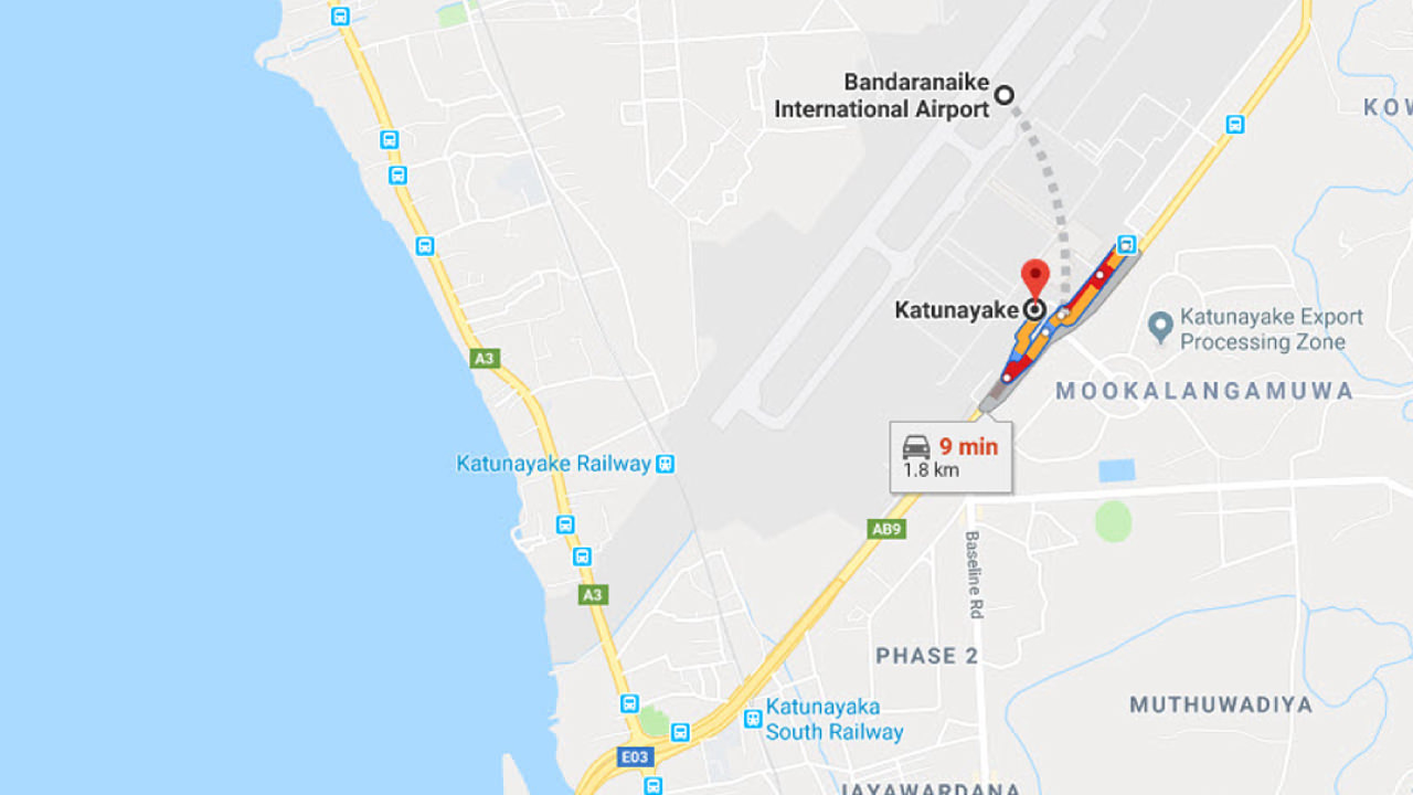 Transfer between Colombo Airport (CMB) and Airport A4 Transit Residence, Katunayake City