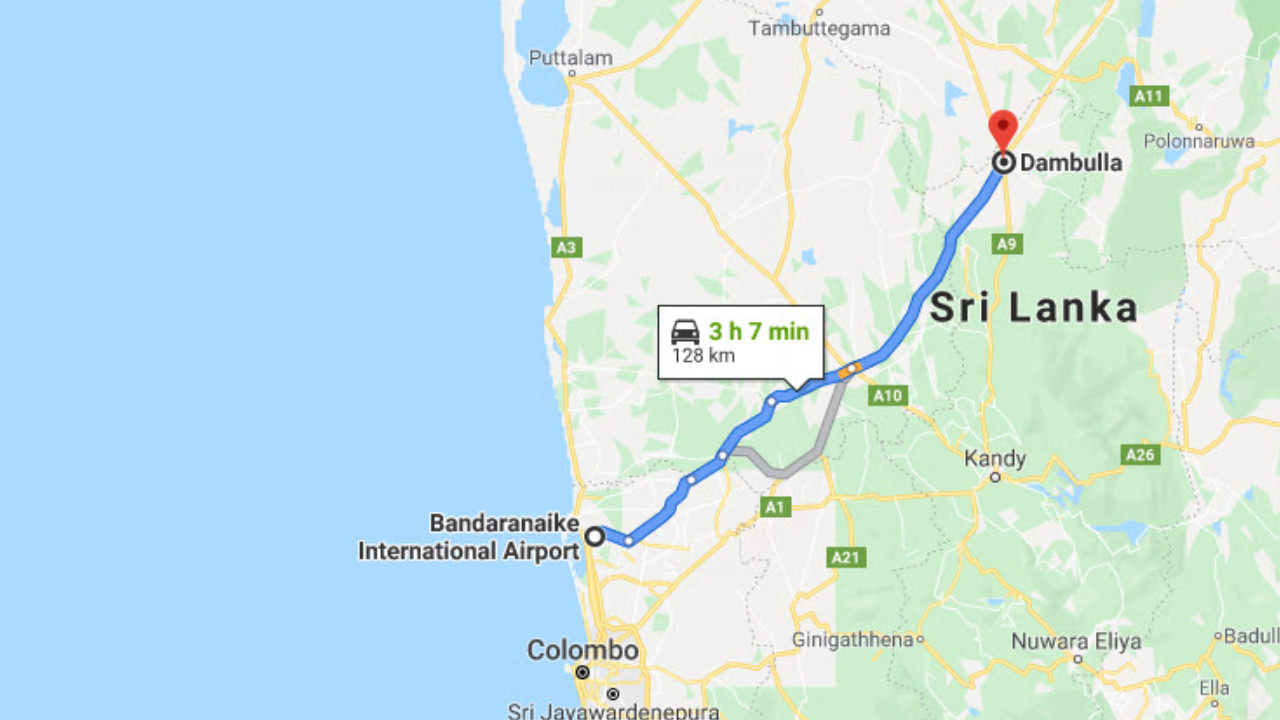Transfer between Colombo Airport (CMB) and Elephant Stables Dambulla, Dambulla City