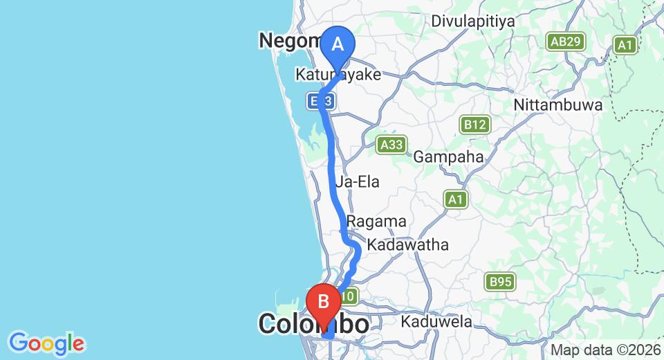 Transfer between Colombo Airport (CMB) and Geoffrey Bawa House No 11, Colombo City