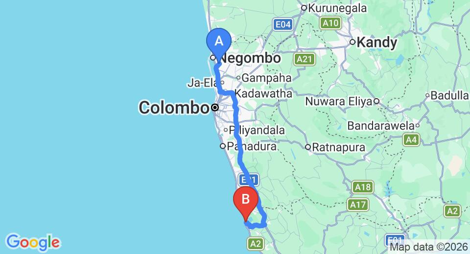 Transfer between Colombo (CMB) Airport and Calamansi Cove by Jetwing, Balapitiya