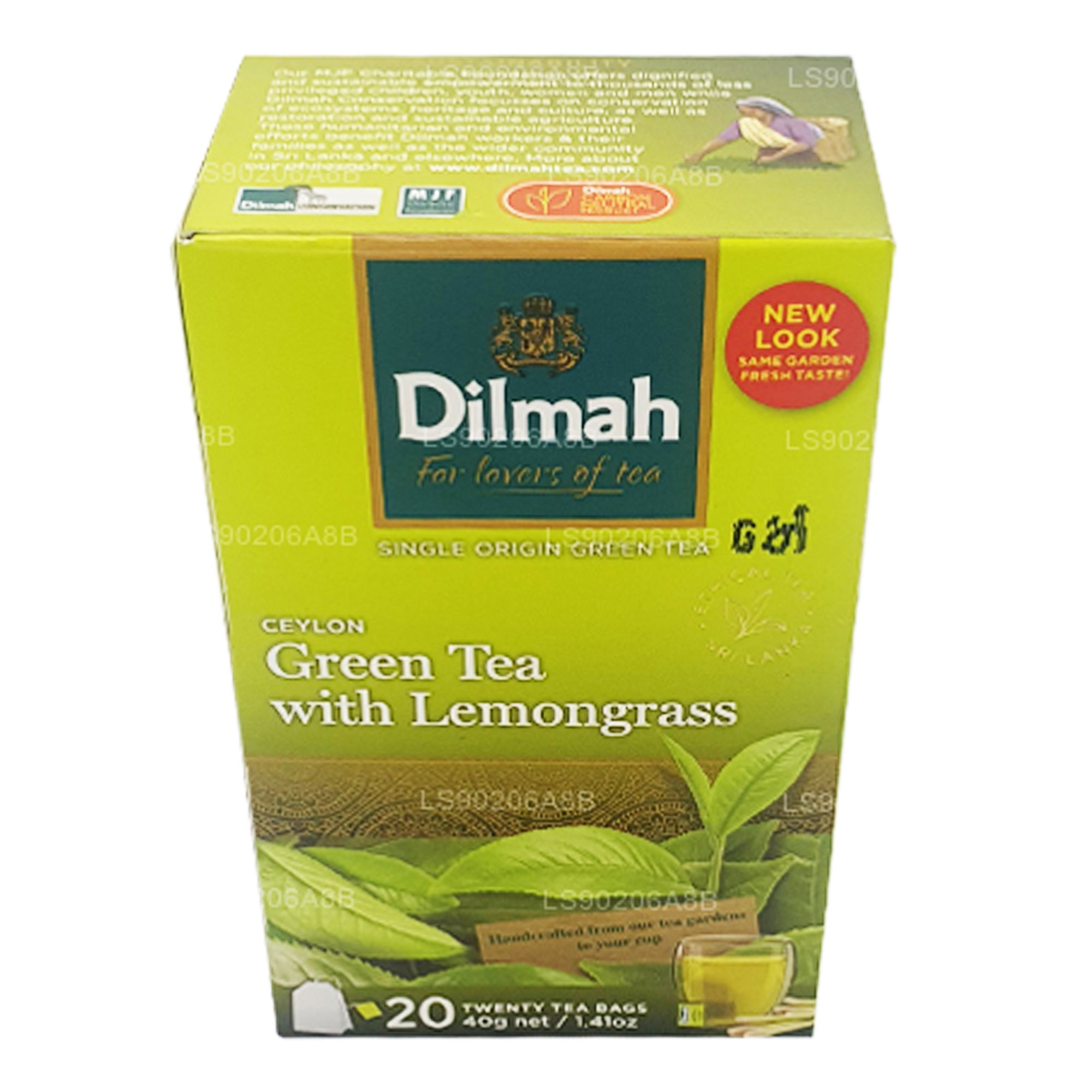 Dilmah Pure Ceylon Green Tea with Lemongrass Tea (40g) 20 Tea Bags