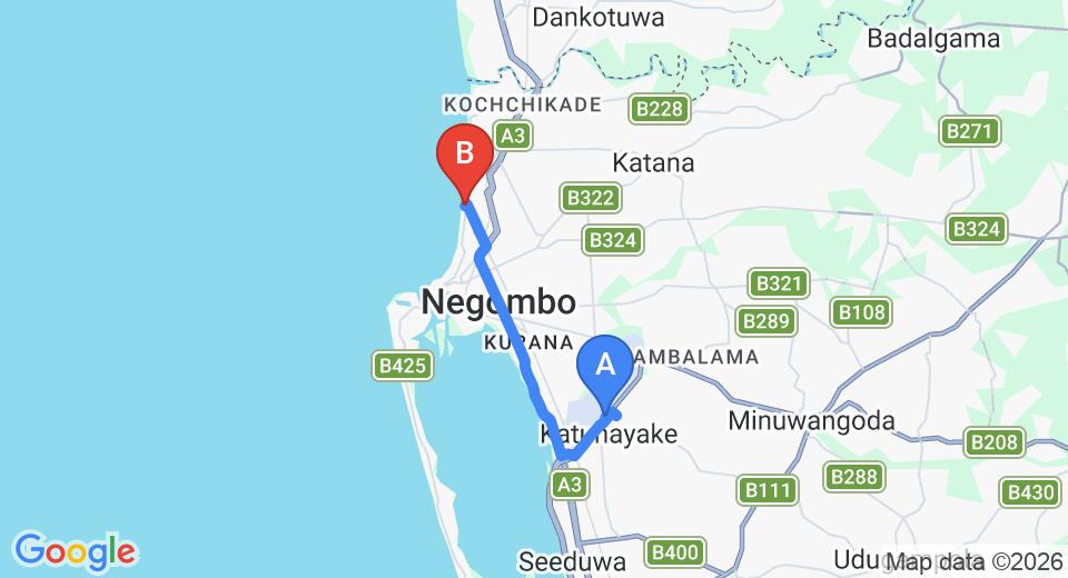 Transfer between Colombo Airport (CMB) and Heritance Negombo, Negombo
