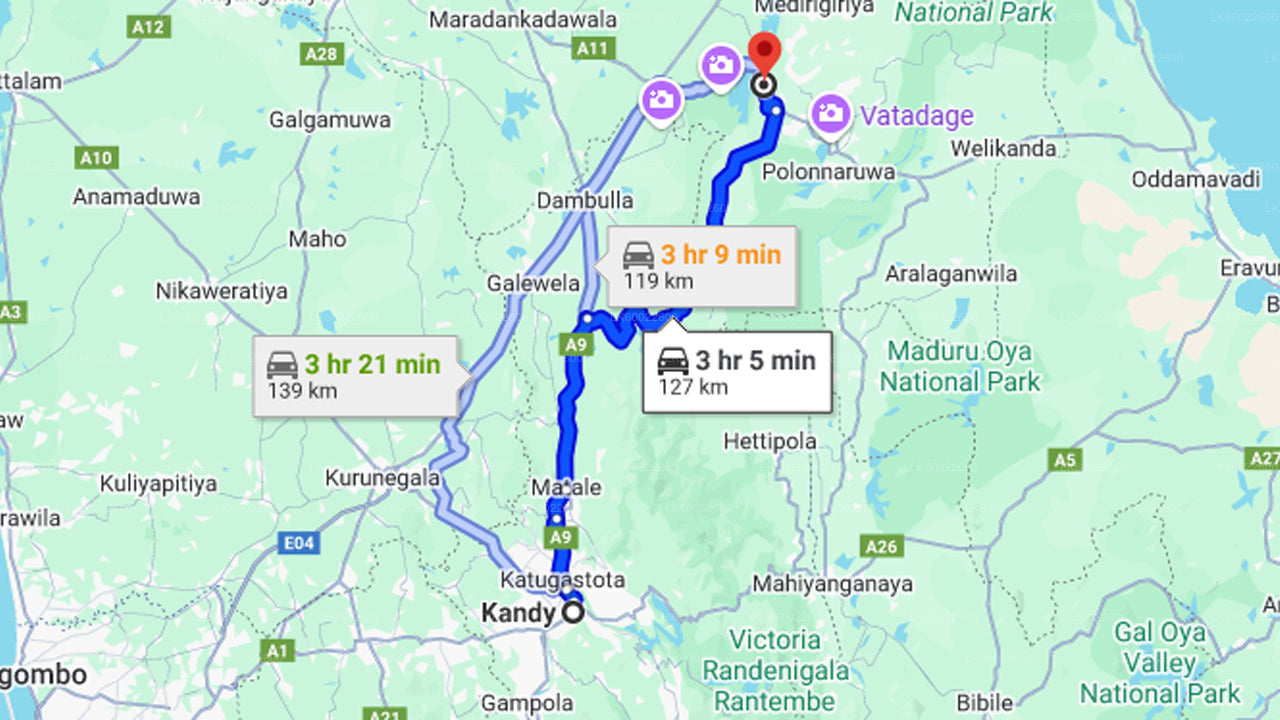 Polonnaruwa and Minneriya from Kandy City