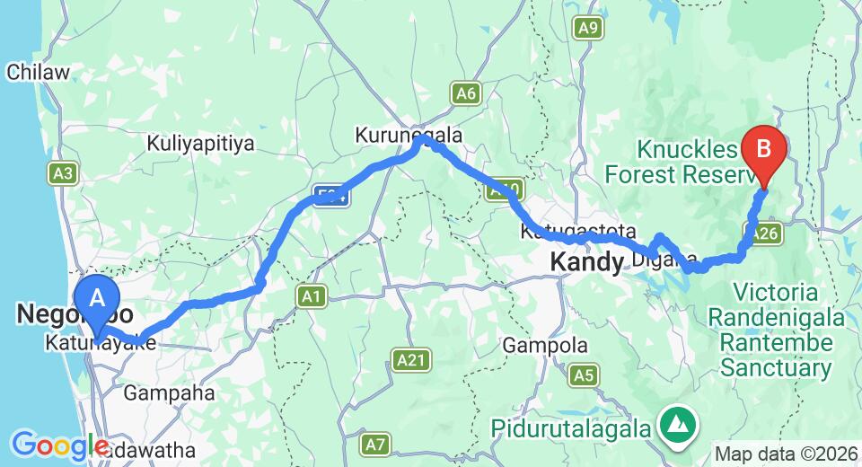 Transfer between Colombo Airport (CMB) and Yahangala Resort, Ambakumbura
