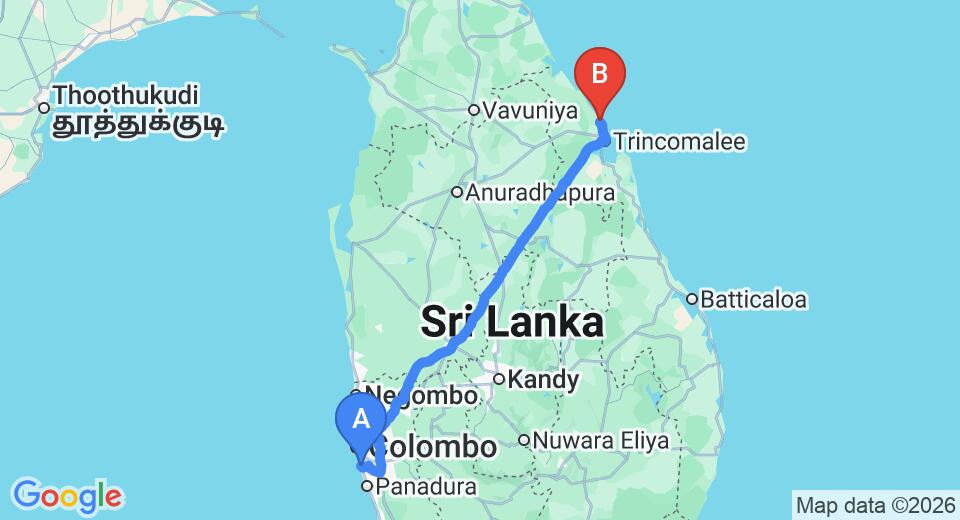 Ratmalana (RML) Airport to Nilaveli City Private Transfer