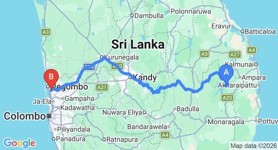 Inginiyagala City to Colombo (CMB) Airport Private Transfer