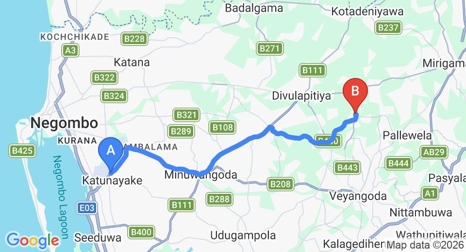 Colombo (CMB) Airport to Muddaragama City Private Transfer