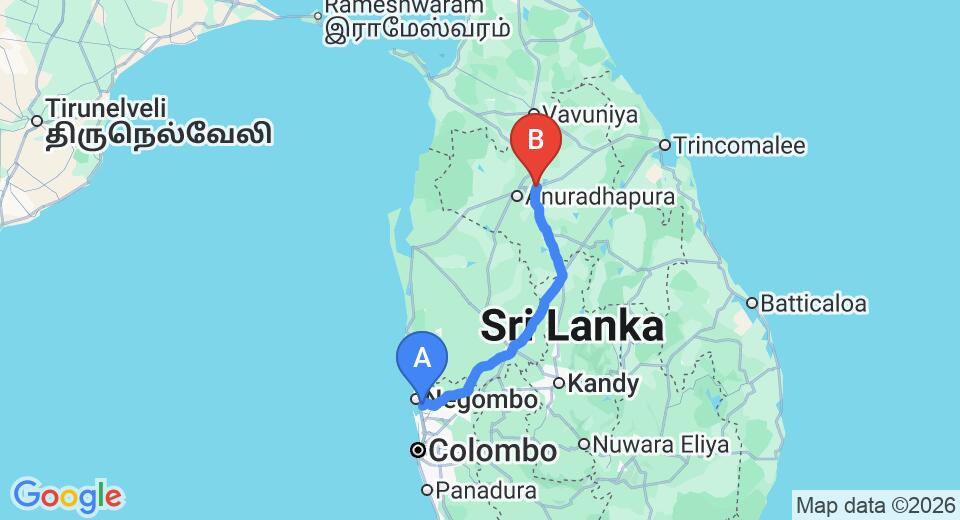 Transfer between Colombo Airport (CMB) and Heritage Mihintale Resort, Mihintale