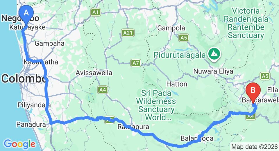 Colombo (CMB) Airport to Diyatalawa City Private Transfer