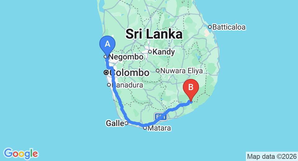 Transfer between Colombo Airport (CMB) and Camp Leopard - Yala Safari Glamping, Yala City