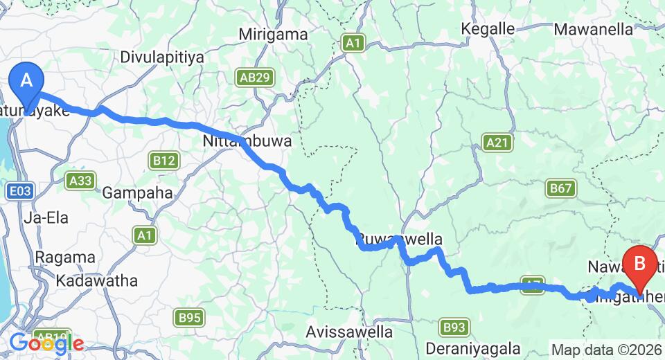 Colombo (CMB) Airport to Ginigathhena City Private Transfer